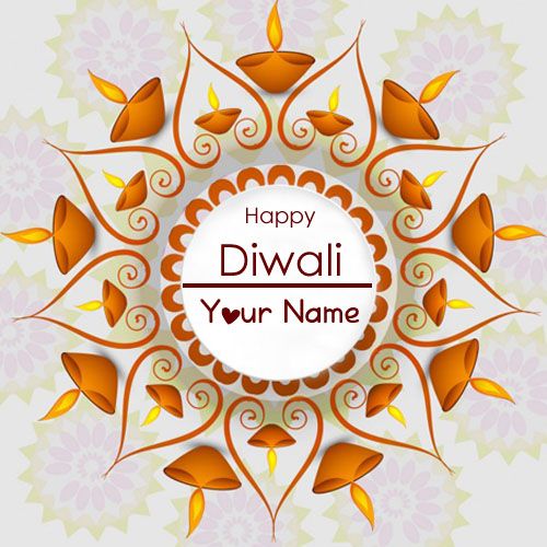 Print Name On Diwali Candles Greeting Cards Image