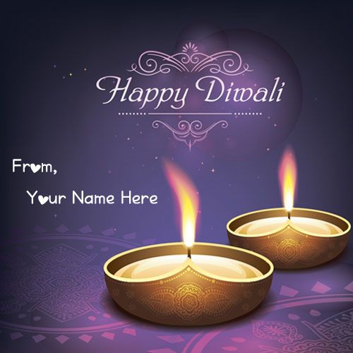 Write Your Name Happy Diwali Wishes Candles Cute Images - Create Card