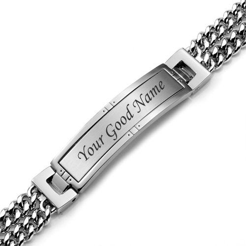Silver hand bracelet with boy name write picture create online