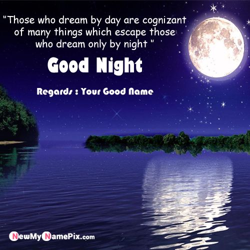 Beautiful Good Night Wishes Moon Greeting Card With Name Create Image