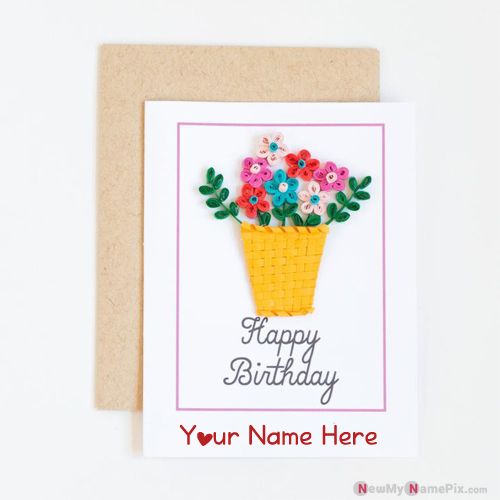 Personalized Floral Bunting Birthday Wish Card With Name Pic