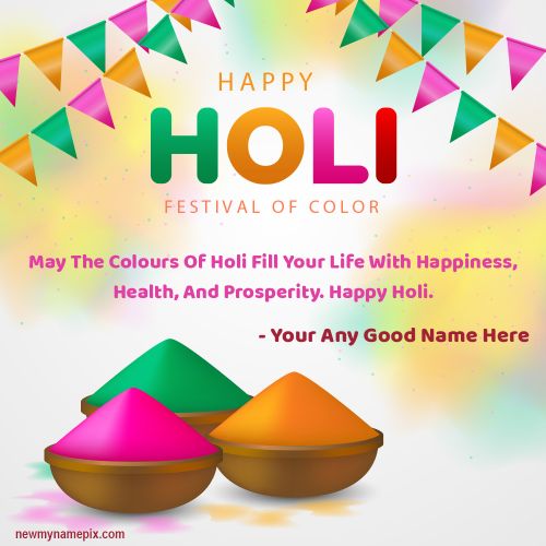 2024 Happy Holi Greeting Photo Edit Customize Name