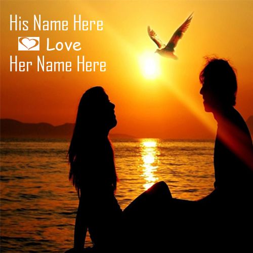 Love Romantic Couple Enjoying Sunset On Beach Name Pics - Love Name Pix