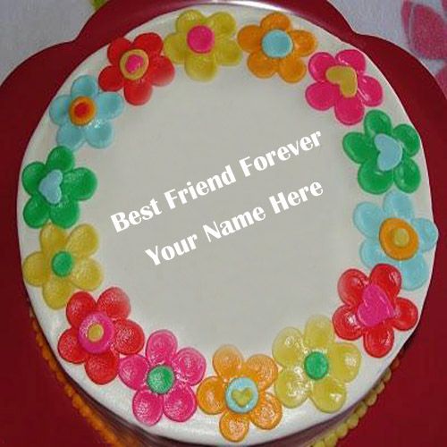 Friends Wishes Round Rose Cake Name Pix - Create Name Cake