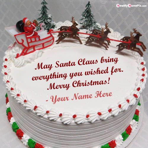 Write Name On Christmas Cake With Greeting Image Create