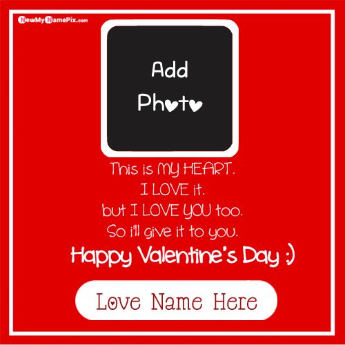 Happy Valentine Day Quotes Wishes For Lover Name & Photo Card
