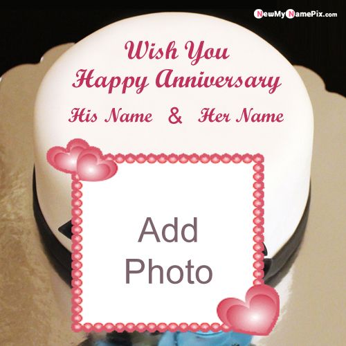 Anniversary Cake On Name With Photo Wishes Pic Online Edit