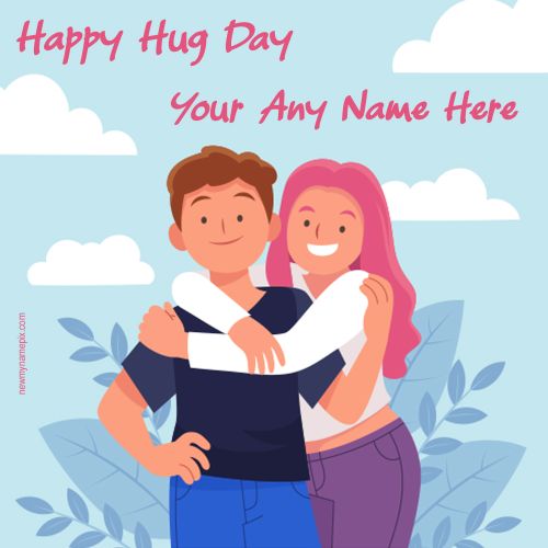Happy Hug Day Wishes Photo Maker Edit Name Card Free
