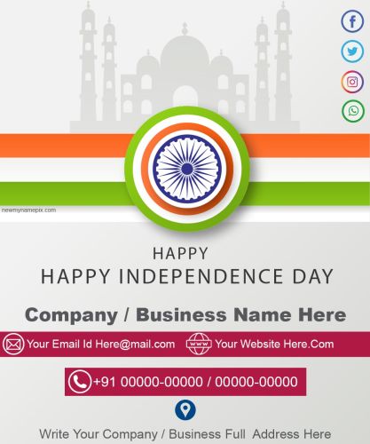 Business Name Writing 2024 Independence Day India Wishes Card Maker