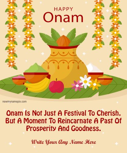 Happy Onam Wishes Greeting Card Edit Custom Name Writing Free