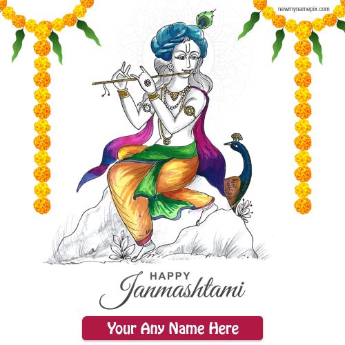 2023 Happy Janmashtami Wishes With Name Edit Card