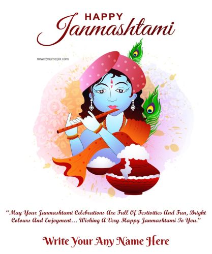 Latest Happy Janmashtami 2023 Best Quotes Images Edit Name Card Free