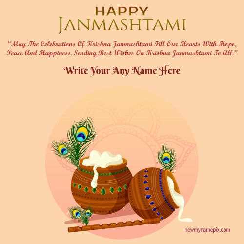 Personalized Name Writing Janmashtami 2023 Greetings Card Download Free