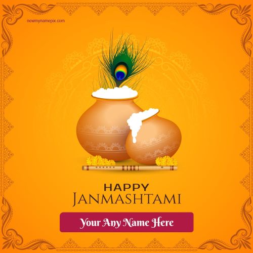 Edit Your Name On Best Wishes 2023 Janmashtami Photo Making