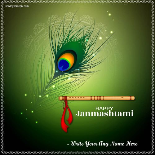 Shree Krishna Janmashtami Festival Wishes Card Editing Name