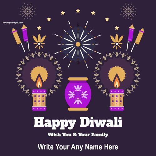 Happy Diwali Fireworks Wishes With Name 2023 Card