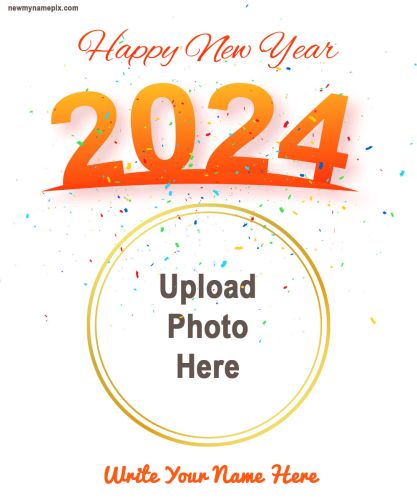 2024 New Year Wishes Photo With Name Card Frame Create Online