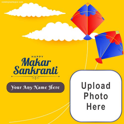 Name With Photo Wishes Makar Sankranti 2024 Card Free Create Online