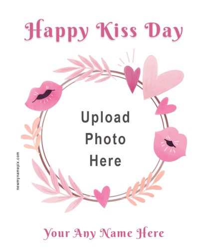 Name With Photo Happy Kiss Day Frame Create Online Free