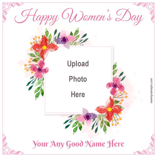 Women's Day Wishes Photo Upload Card Create Customized Template 2024