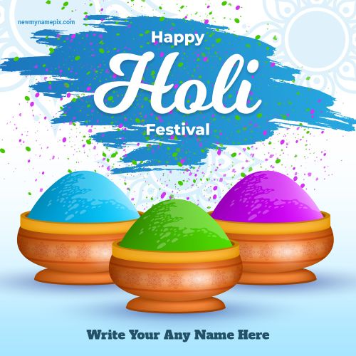 Customize Name Writing Happy Holi Festival Wishes Images