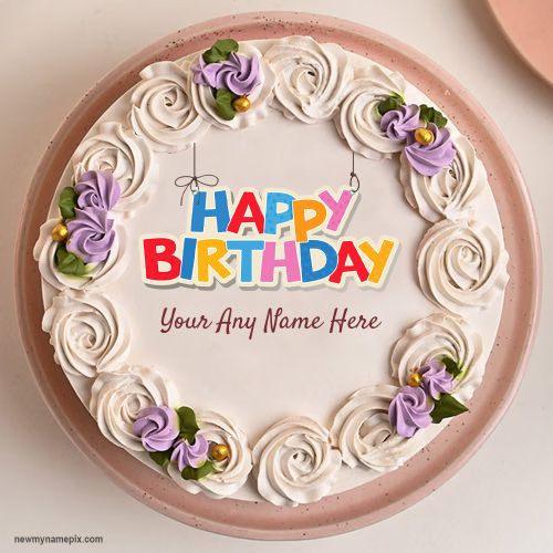 Name Wishes Beautiful Flowers Birthday Cake Images Create Free