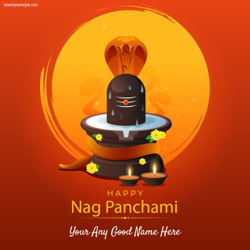 Online Editing Custom Name Happy Nag Panchami Wishes Cards