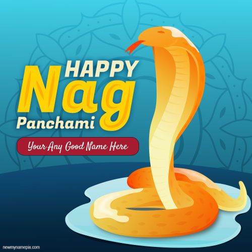 Free Editable Name Adding Festival Nag Panchami Wishes Image
