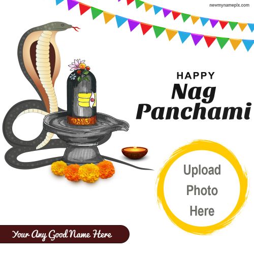 Online Adding Name And Photo Crop Frame Nag Panchami Card