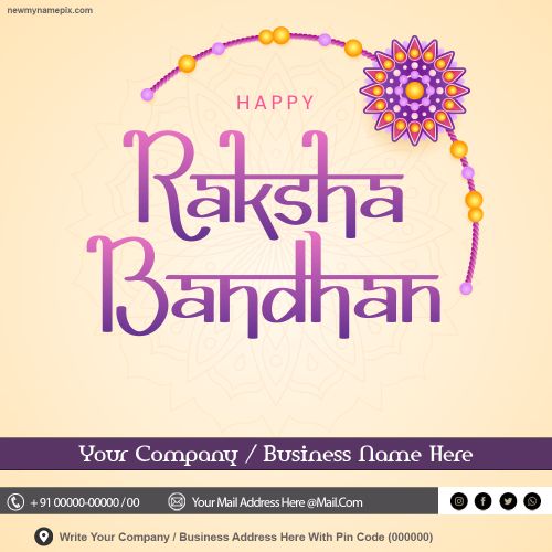 2024 Raksha Bandhan Festival Wishes Business Name Edit Card Maker