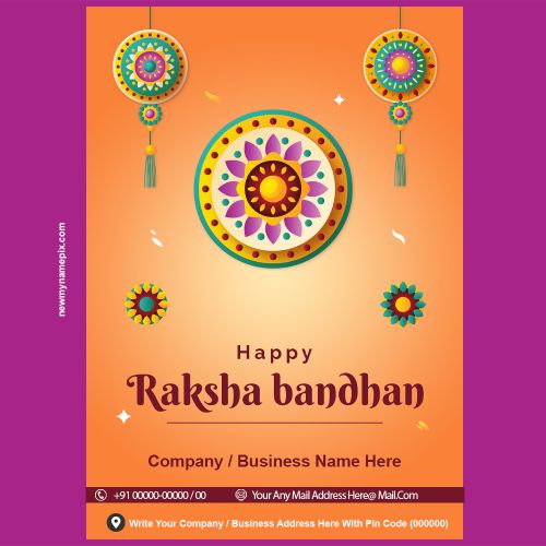 Company Name With Details Writing Raksha Bandhan Celebration Photo