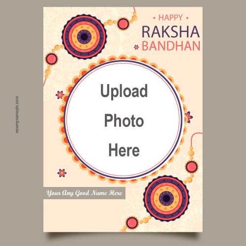 Brother Photo With Name Wishes Frame Festival Raksha Bandhan Cards