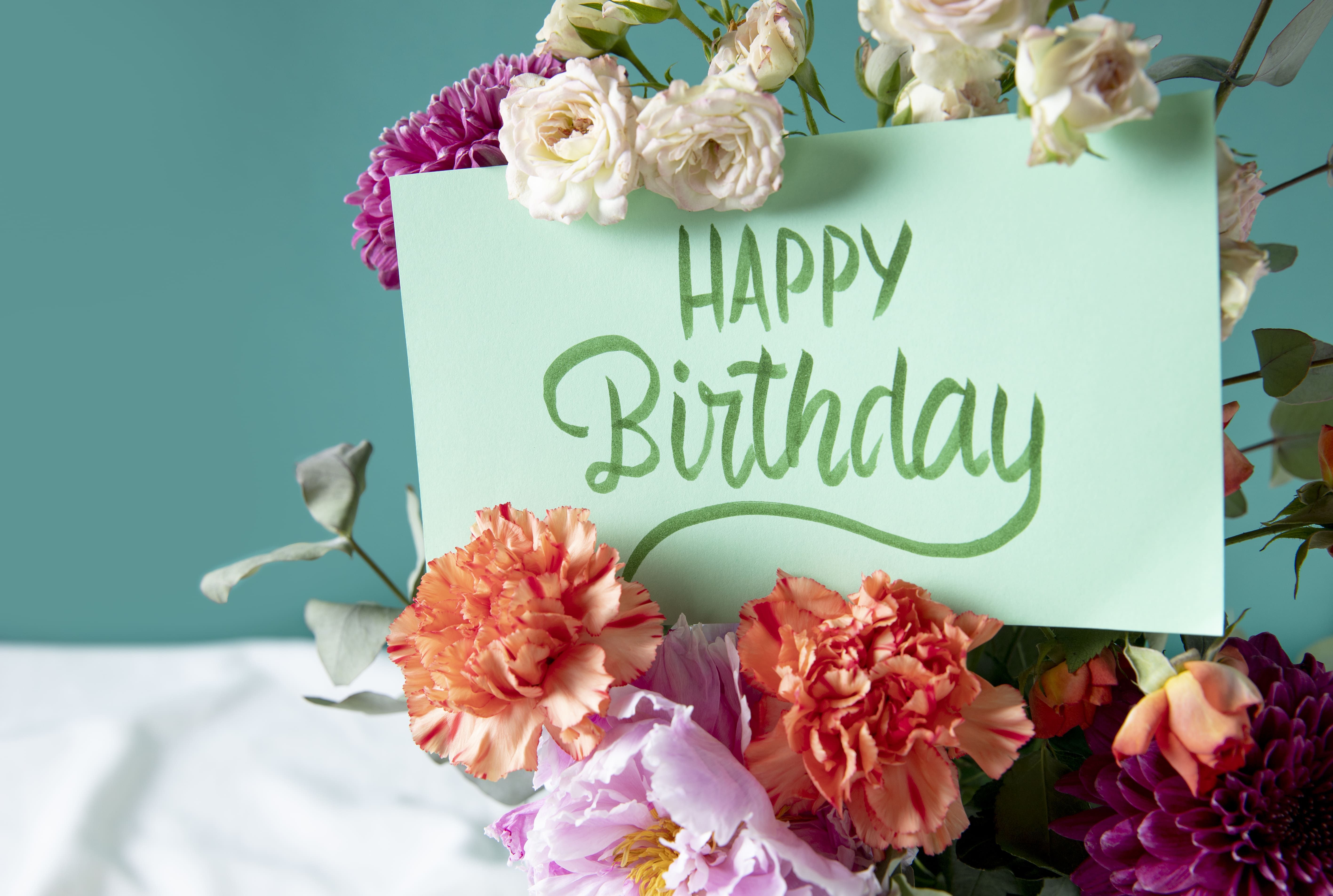 Birthday Wishes Card Flowers Decoration Photo Free Download